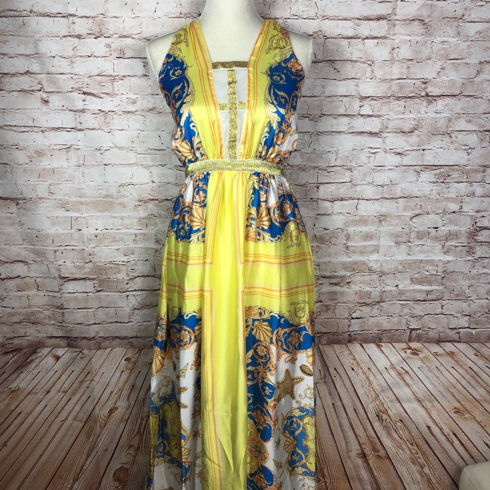 Yellow queen of the sea open back dress